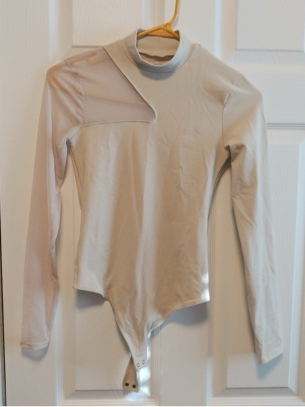 Abercrombie & Fitch Beige Long Sleeve Mock Neck Bodysuit